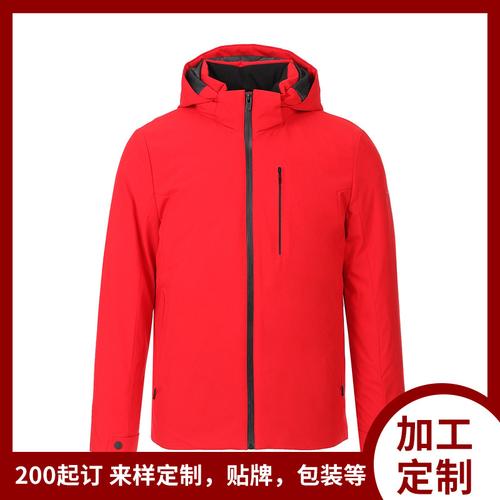 来图来料加工定制 运动风红色时尚男士羽绒服的专业工厂方案